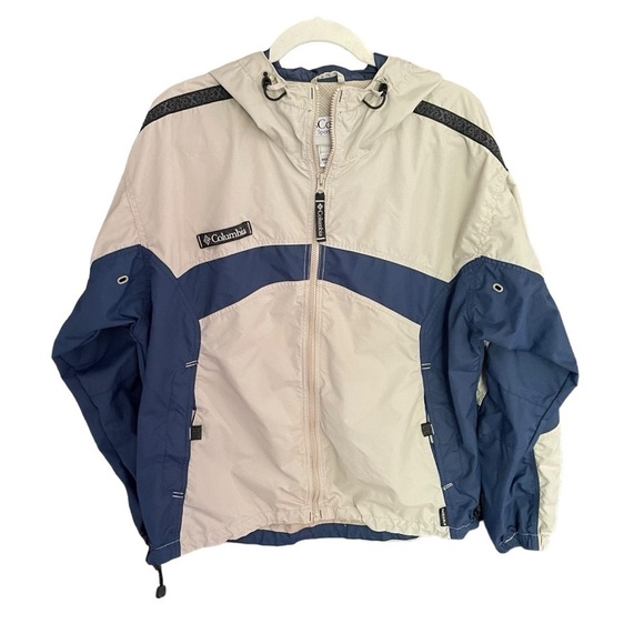 Columbia Women’s Packable hooded Windbreaker Jacket size XL EUC blue and stone - Picture 1 of 10